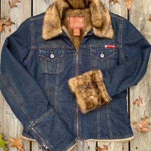 GUESS DENIM FAUX FUR JACKET